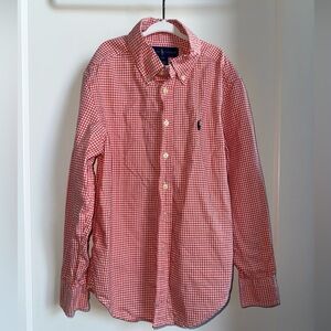 Polo Ralph Lauren- Orange & White Button Up Long Sleeve 100% Cotton Size 8